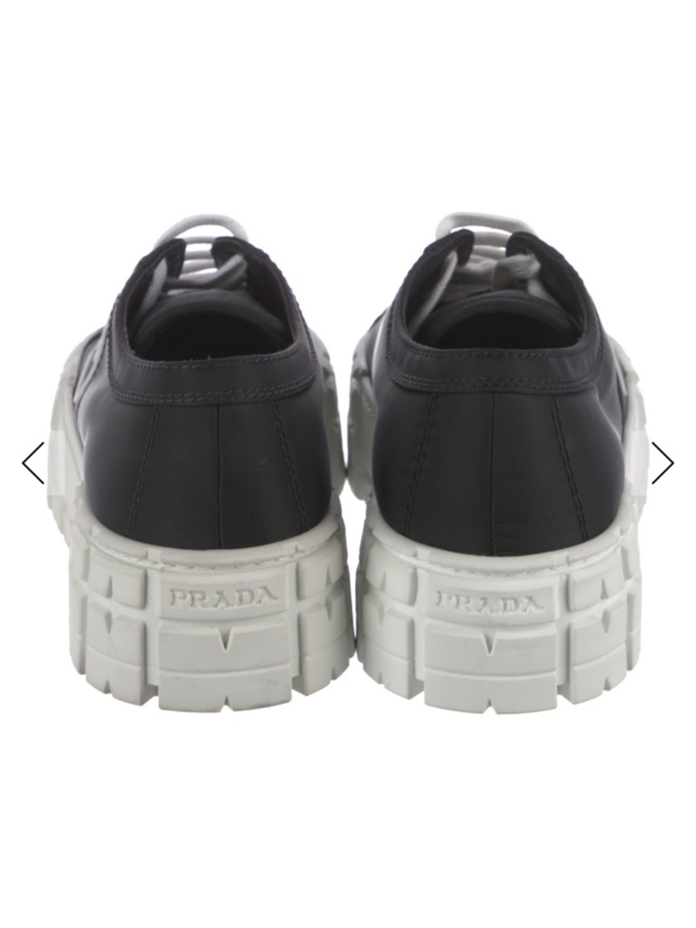 Prada Black Canvas Low-Top Sneaker with White Platform Sole - Picture 4 of 7